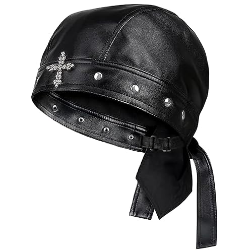 Biker Cap for Women/Men Leather Motorcycle Skull