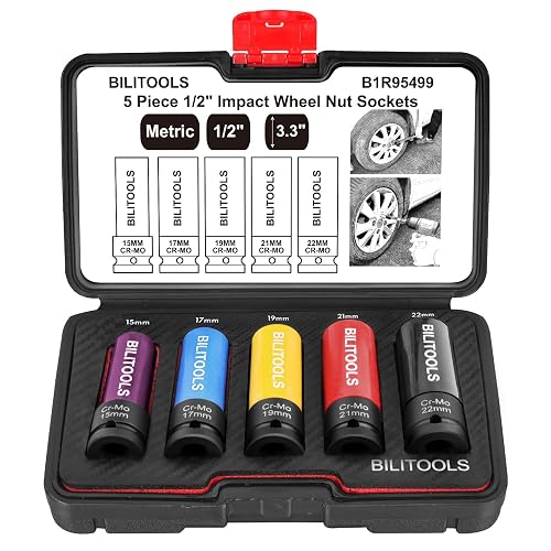 BILITOOLS 5pcs 1/2’’ Drive Impact Lug Nut