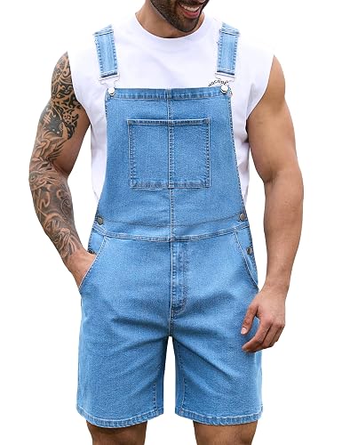 Bindefon Denim Overalls for Men Jean Shorts