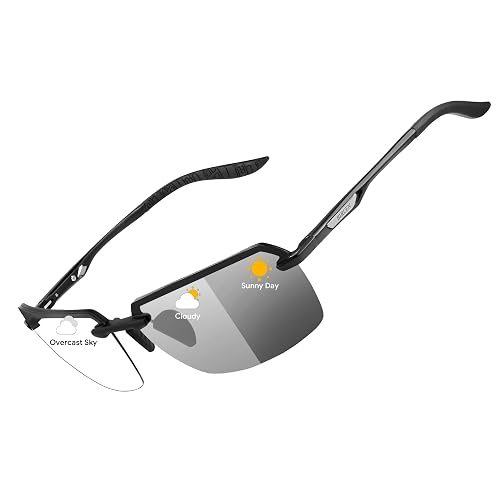 BIRCEN Mens Metal Photochromic Sunglasses: UV Protection