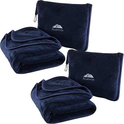 BlueHills Premium Soft 2-Pack Travel Blanket Pillows