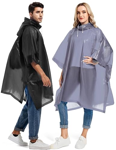 Borogo 2 Pack Rain Ponchos Reusable -