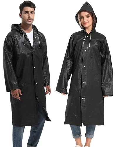 Borogo 2PCS Rain Ponchos Reusable Rain Coats