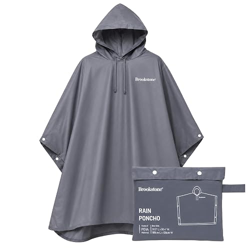 Brookstone Rain Poncho - Lightweight Reusable Waterproof