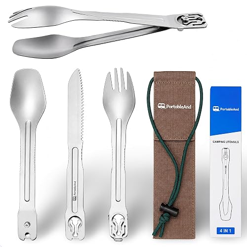 Camping Cutlery Set with Built-in Tongs