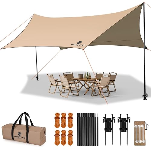 Camping Tarp with Poles & Retainer