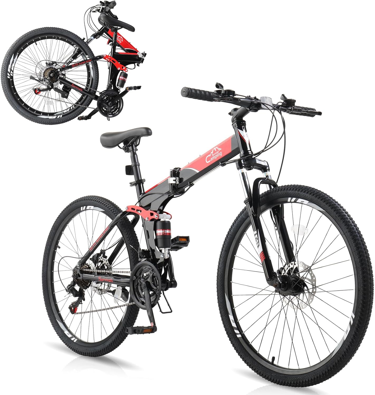CamPingSurvivals 24/26/27.5 Inch Foldable Bikes 21