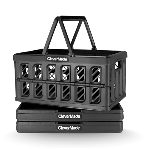 CleverMade Collapsible Shopping Basket with Handles –