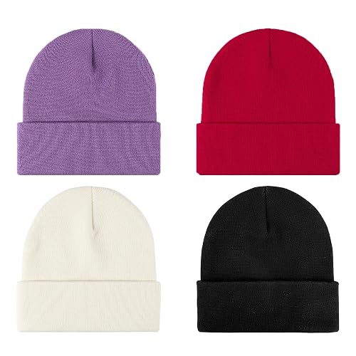 Cmonie 4Packs Cuffed Knit Beanie for Men