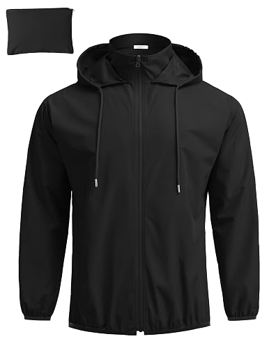COOFANDY Men's Light Rain Jacket with Hood