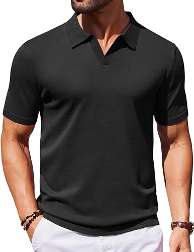COOFANDY Men's V Neck Short Sleeve Stretch