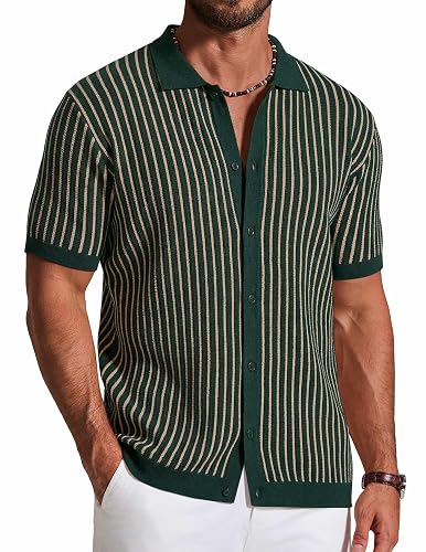 COOFANDY Mens Knit Button Down Shirts Short