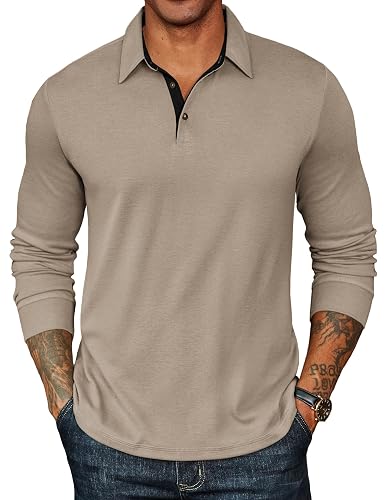 COOFANDY Mens Long Sleeve Polo Shirts Classic