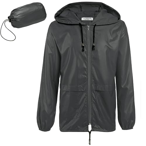 COOFANDY Mens Packable Rain Jacket Lightweight Waterproof