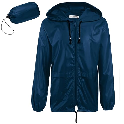 COOFANDY Mens Packable Rain Jacket Lightweight Waterproof