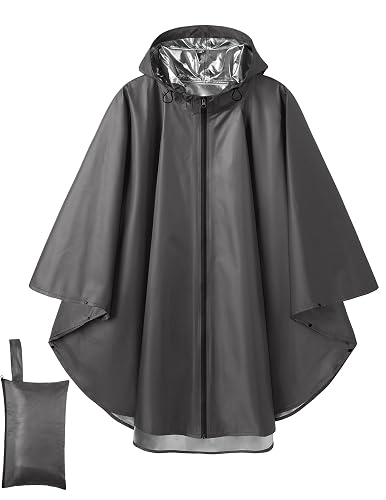 COOFANDY Rain Ponchos Full Zip Lightweight Rain