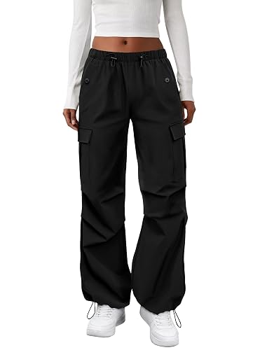 COPYLEAF Cargo Pants Women Elastic Waisted Parachute