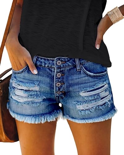 cordat Women's Mid Rise Ripped Stretchy Jeans