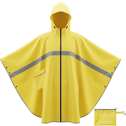 Coume High Visibility Rain Poncho with Drawstring