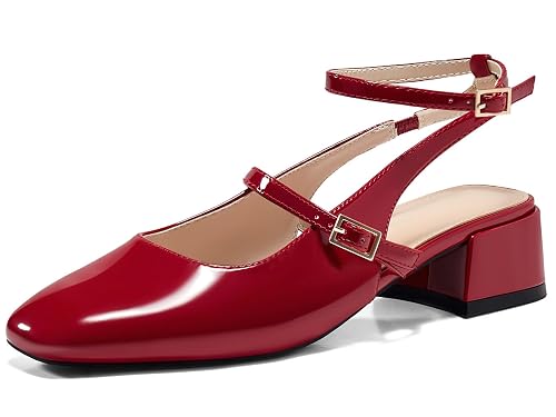 Coutgo Womens Mary Jane Chunky Low Heels