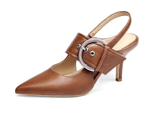 Coutgo Womens Slingback Pumps Closed Pointed Toe