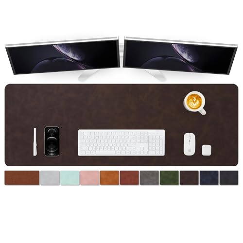Distressed Leather Desk Mat - Non-Slip PU