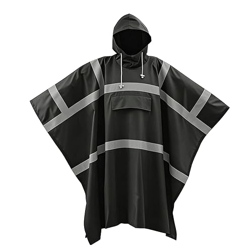 Eujgoov High Visibility Reflective Rain Poncho with