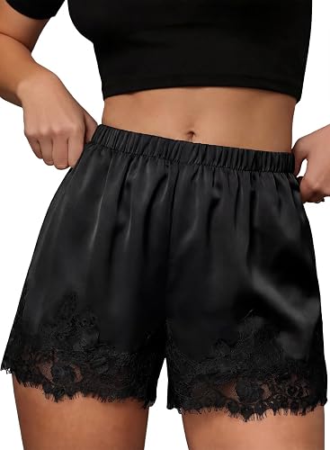EVALESS Womens Shorts Satin Silk Lace Shorts