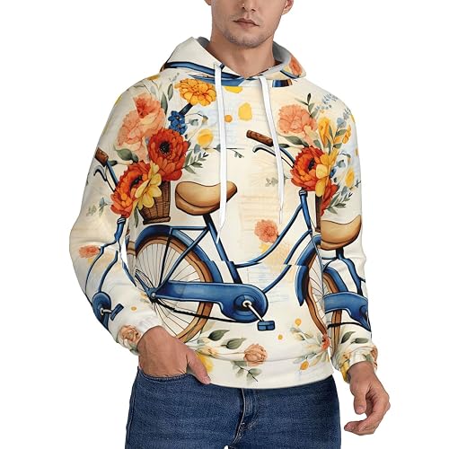 FCTVSKLN Men's Pullover Hoodie Flower bicycle Casual