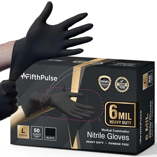 FifthPulse 6 Mil Black Nitrile Gloves