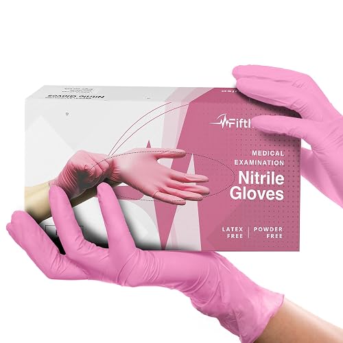 FifthPulse Fuchsia Hot Pink Nitrile Disposable Gloves