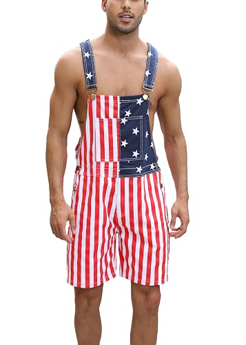 Fiksmigo Mens American Flag Overalls Denim Bib