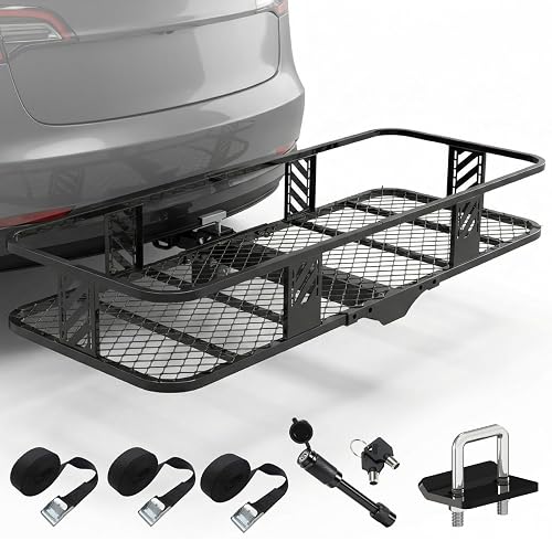 Foldable Hitch Mount Cargo Carrier Basket 56"