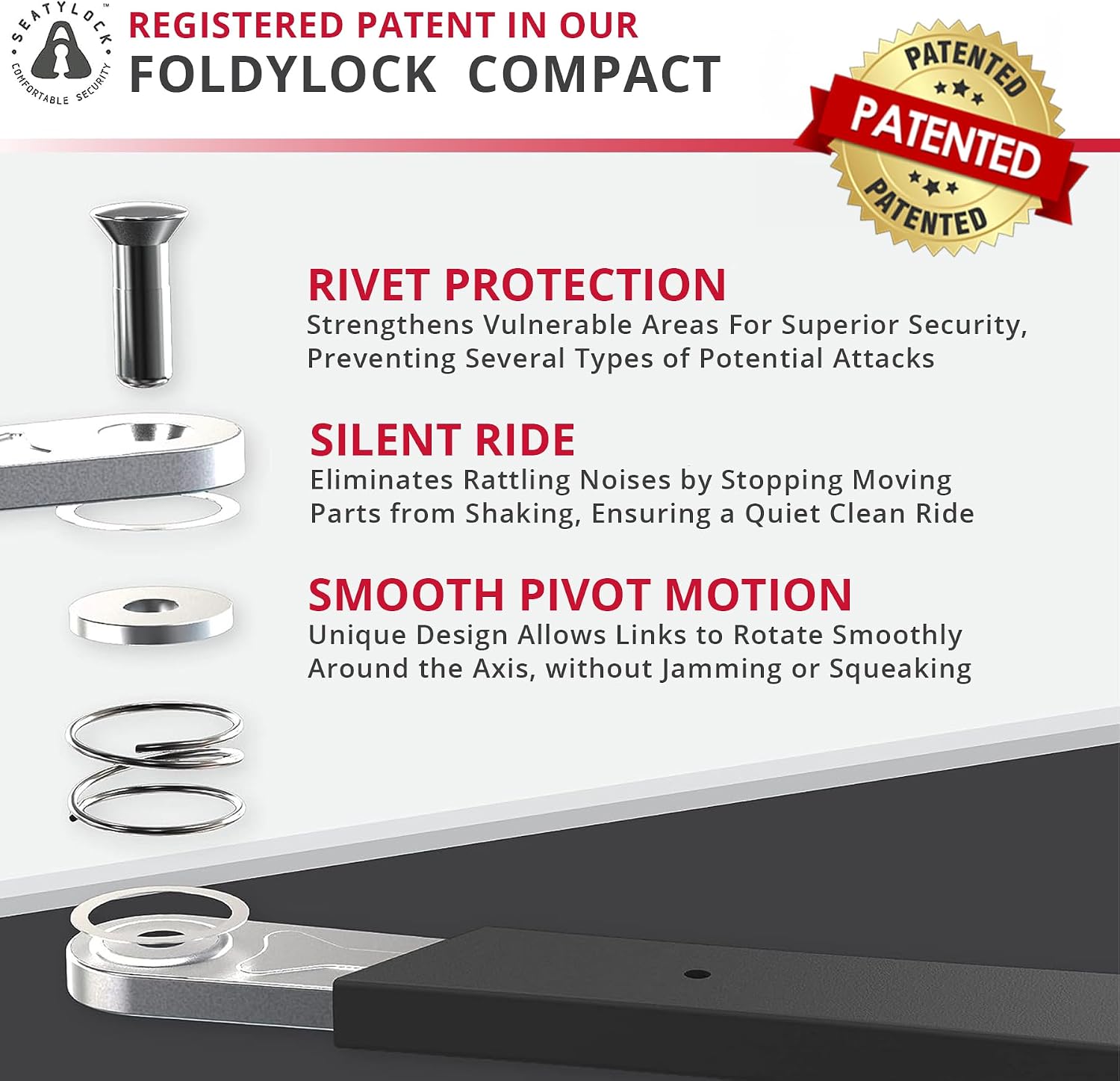 FoldyLock Compact silent frame mounting bracket for bikes and scooters with no rattle design