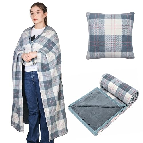 forestfish Wearable Blanket Compact Pillow 2-in-1