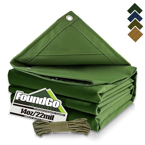FoundGo Canvas Tarp 10x20ft Heavy Duty Waterresistant