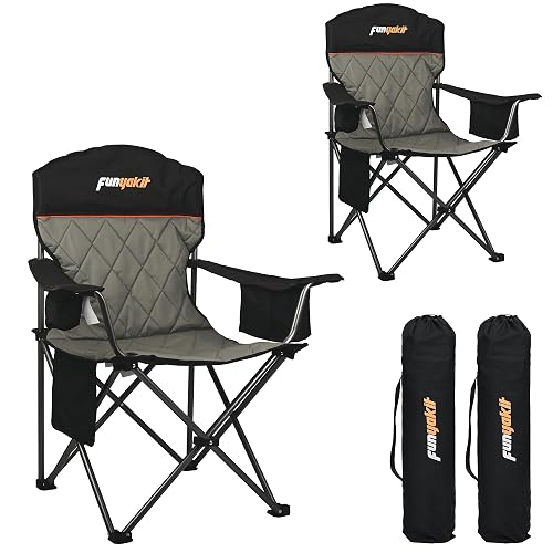 FUNYAKIT Padded Camping Chair with Sturdy Armrests