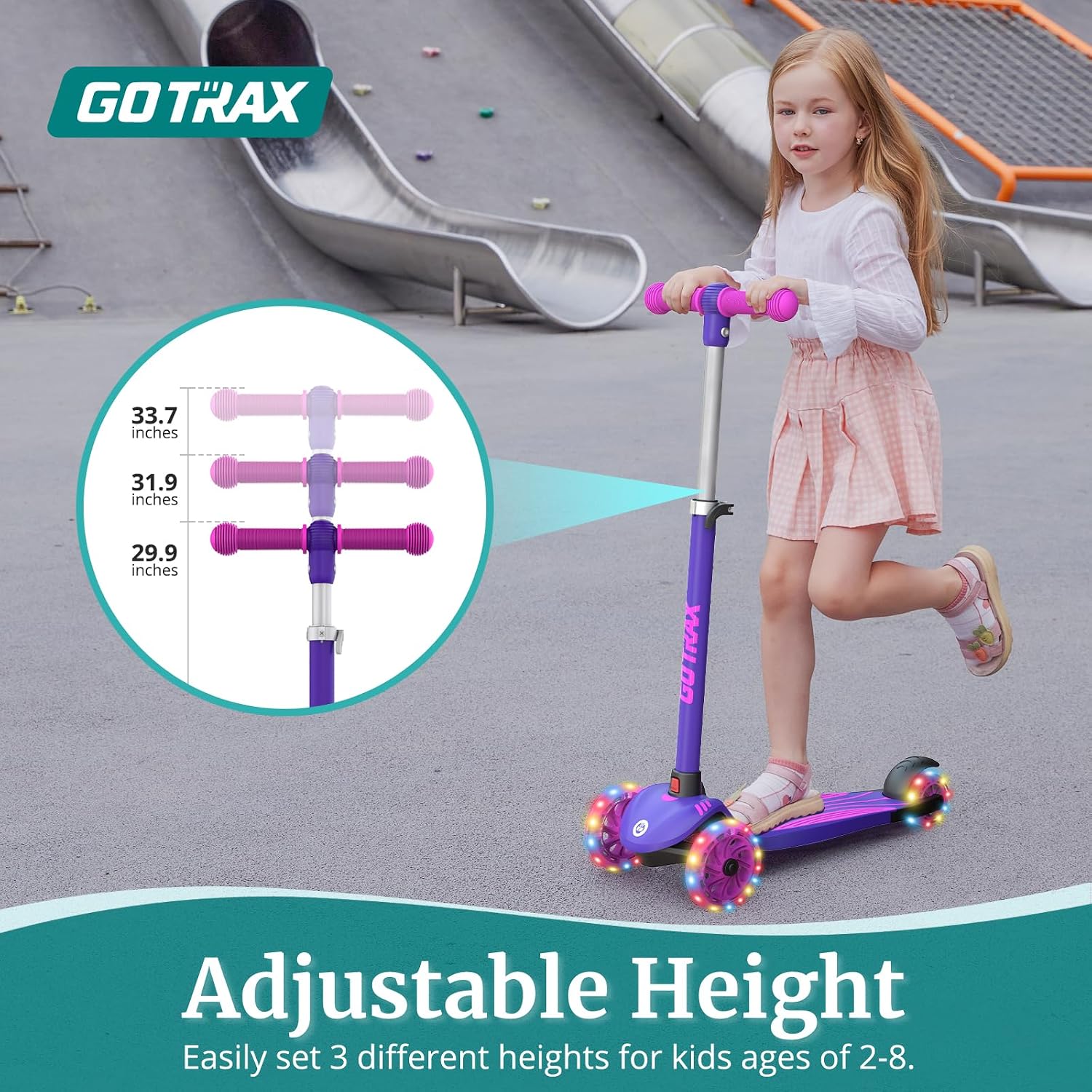 Gotrax KS1 widen anti-slip deck and rear mudguard brake on kids kick scooter