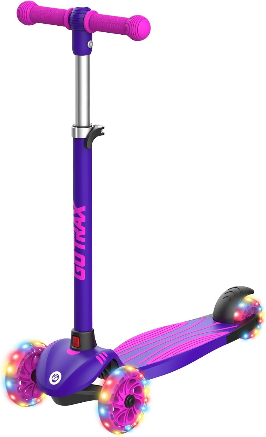 Gotrax KS1 purple kids kick scooter with LED lighted wheels