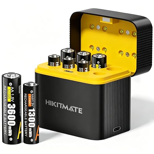 HIKITMATE Rechargeable AA AAA Lithium Batteries with