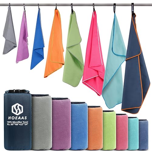 HOEAAS 2 Pack Microfiber Camping Towels