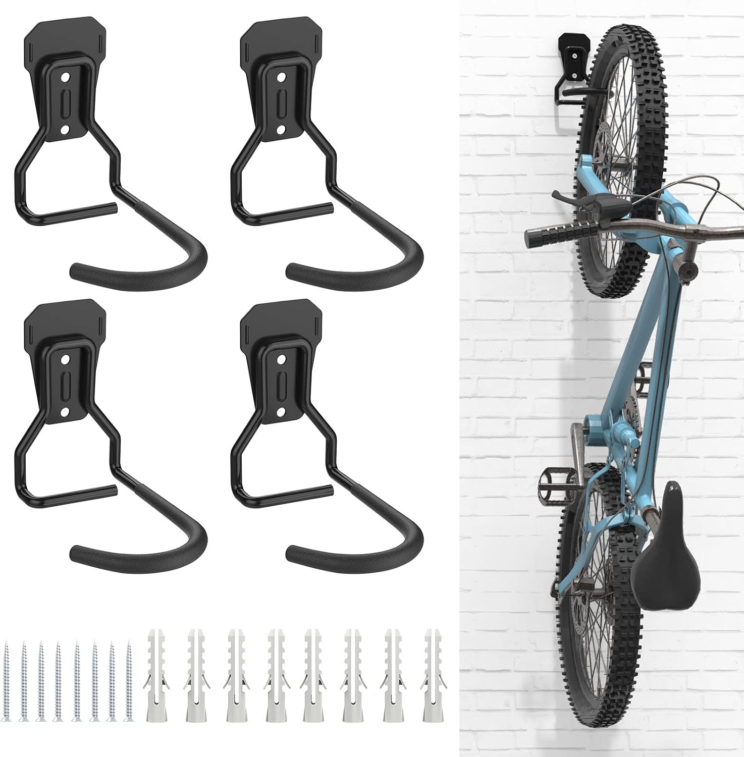 Housolution Wall Bike Hangers (4-Pack): Heavy-Duty Vertical Garage Storage
