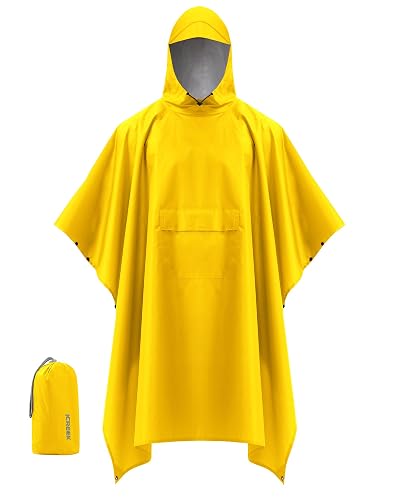 iCreek Hooded Rain Poncho Packable Unisex Raincoat