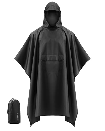 iCreek Hooded Rain Poncho Packable Unisex Raincoat