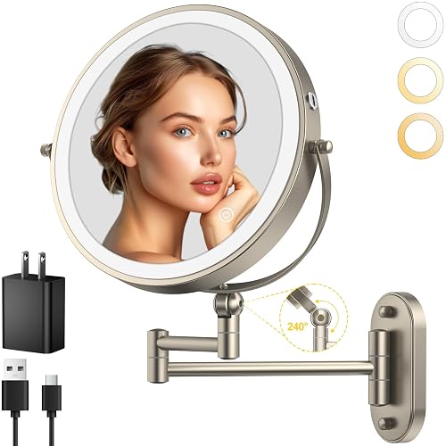 IMIKONA 9" Wall Mounted Lighted Makeup Mirror
