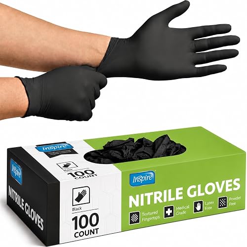 Inspire Black Nitrile Disposable Gloves