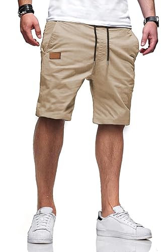 JMIERR Mens Cotton Stretch Shorts Casual Drawstring