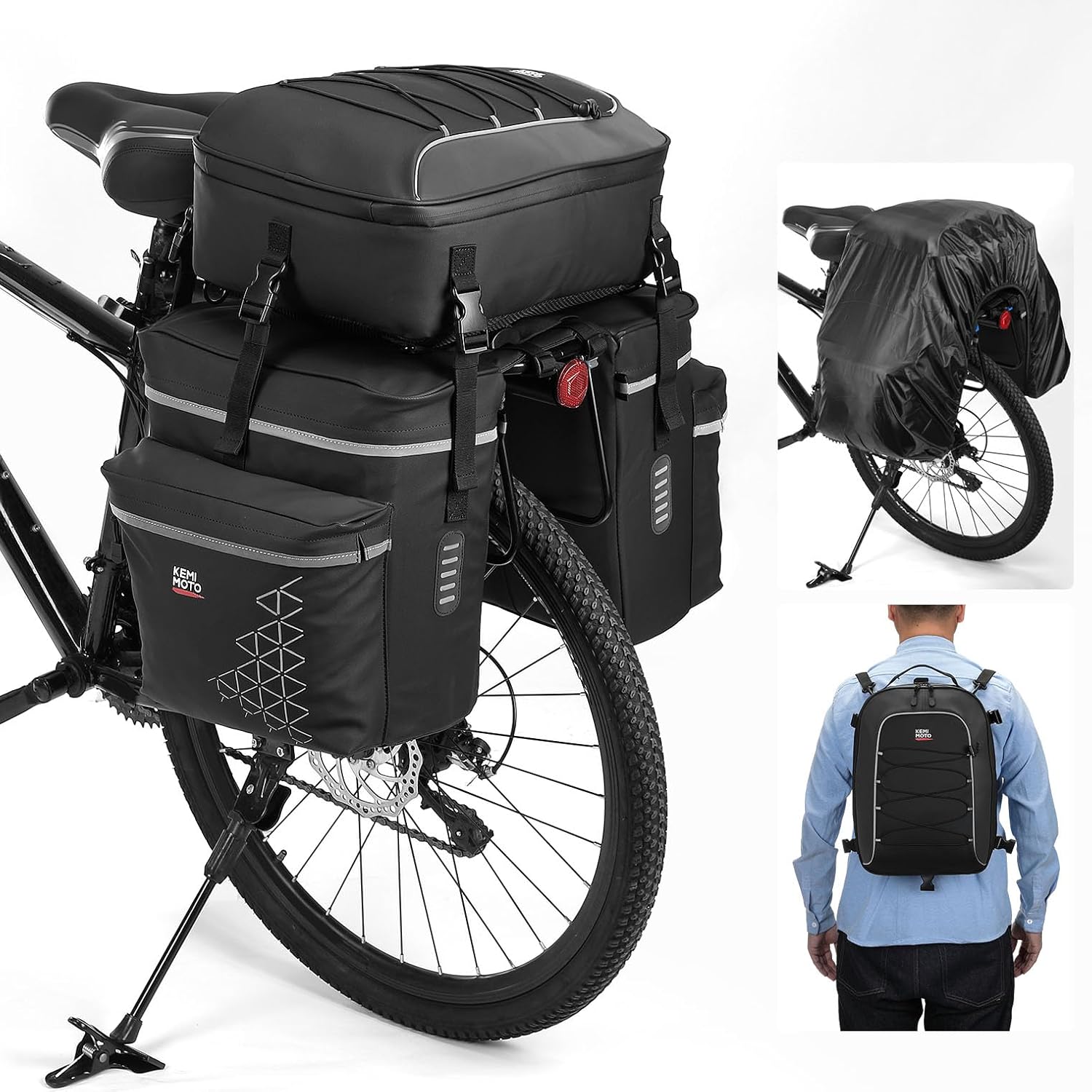 KEMIMOTO Panniers Waterproof Capacity Backpack