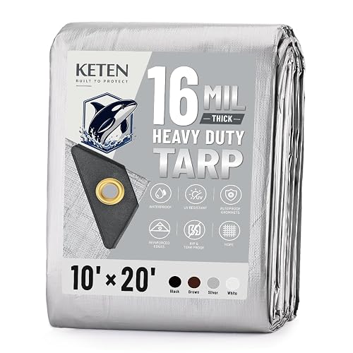 Keten Tarps Heavy Duty Waterproof 10x20 Feet