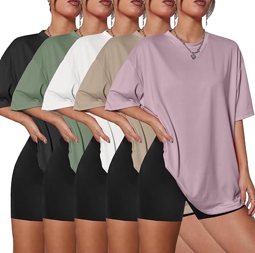 Kinglaman 5 Pack Womens Oversized T Shirts